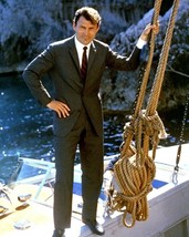 Jack Palance 1963 Contempt Le Mepris stands on speedboat 8x10 inch real photo - £8.66 GBP