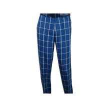 Men INSERCH premium Soft Cool Linen  2pc Walking Leisure suit 7098 Blue Plaid image 5