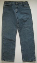 Wrangler Men Denim Blue Jeans 38 X 34 Straight Leg 5 Pocket Classic Cowboy Style - £11.52 GBP