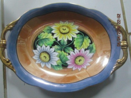 VINTAGE NORITAKE JAPAN LUSTERWARE FLORAL TWO HANDLE TRAY BOWL ^^^ - $54.45