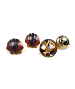 Vintage Cloisonne Enamel Scarf Clips Slides Multicolor Gold Tone Lot 4 - €25,85 EUR