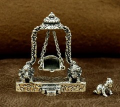 925 silver Hindu idols krishna with swing statue, Figurine, puja article art20 - £133.76 GBP