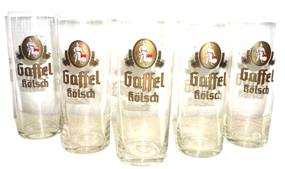 5 x 1970s Gaffel Kolsch Cologne Koln Colonia Gold German Beer Glasses Item image 2