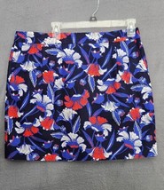 NWT J. CREW Women&#39;s Basketweave Mini Pencil Skirt Blue Red White Floral Size 14 - £22.26 GBP