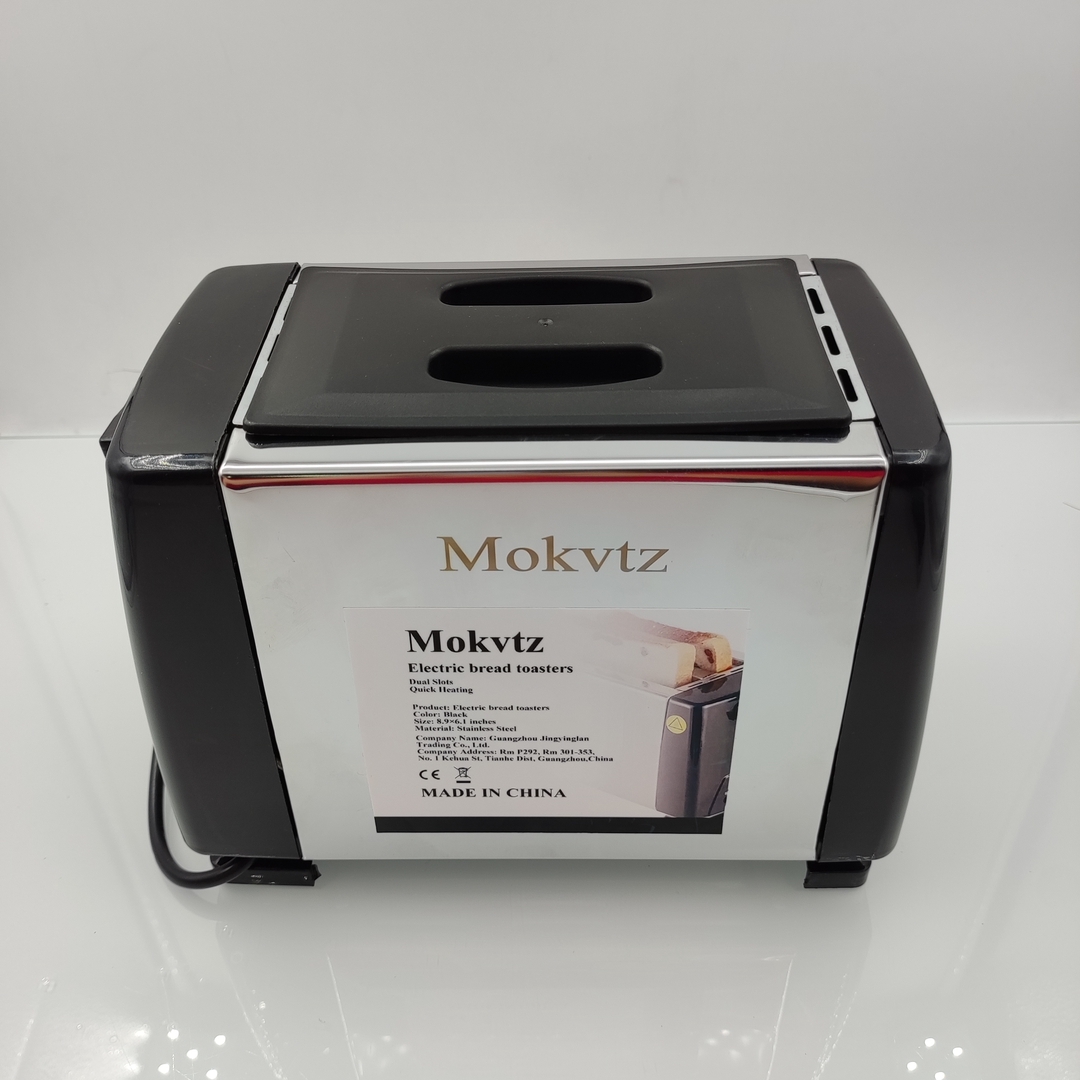 Mokvtz Electric Bread Toasters - Black, 8.9×6.1 inches, Stainless Steel - $19.88