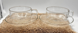 2 Saale Glas  Jenaer Glass Cup Saucer Sets In Great Shape 2 Sets Lot p92 - $32.18