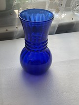 Vintage Cobalt Blue Spiral, Ribbed Vase 6.25” H X 3” W - £8.92 GBP
