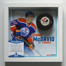Connor McDavid Autographed Signed NHL Hockey Puck framed Beckett COA Canada Team - £341.35 GBP