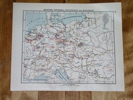 1930 Vintage Map Of Germany Poland Hungary Industry Minerals Agriculture - $22.93