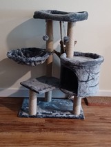 Cat Tree with Cat Condo and Scratching Ramp for Indoor 22.04&quot;L x 12.6&quot;W ... - $43.66