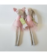 Pier 1 Rosie Peach Pig Bunny Plush Stuffed Animals Pink Tutu New Lot Set... - £7.65 GBP