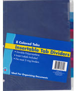 JOT Insertable Tab Dividers 8 Colored Tabs Fits Most 3 Ring Binders - £9.47 GBP