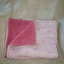 Hudson Baby Girl Pink White Flower Blanket Plush Sherpa 30x40&quot; - £39.10 GBP