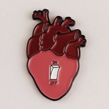 On/Off Red & Pink Anatomical Heart Enamel Pin Jewelry
