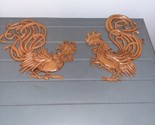 2 Vtg Vermay USA Fighting Cocks Cast Metal Roosters Wall Hanging Farmhou... - £33.57 GBP