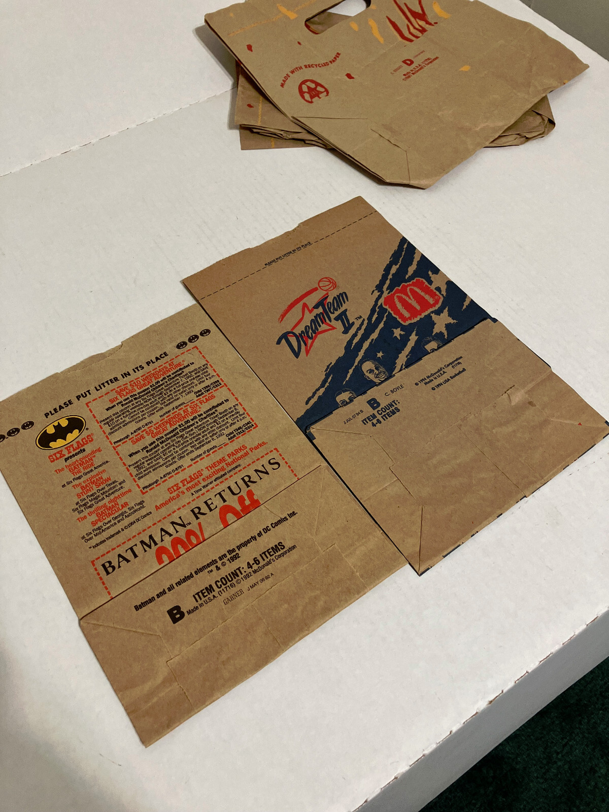 McDonald' vintage paper bag lot Batman Returns McGrilled chicken dream team bags Item image 10