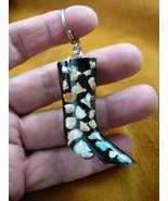 (KEY-5) white Mexican Opals opal Western boot black keychain chain key ring - $36.99 CAD