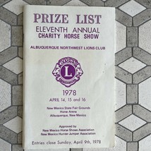 1978 Prize List 11th Annual Charity Horse Show - Albuquerque Lions Clubs - £38.65 GBP