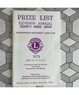 1978 Prize List 11th Annual Charity Horse Show - Albuquerque Lions Clubs - £39.21 GBP
