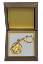 NEW, Golden Retriever, millesimal fineness 999, dog keyring, in casket, keychain - £60.11 GBP