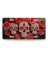Halloween Skull Skull Red Rose Novelty License Plate - $21.66 CAD