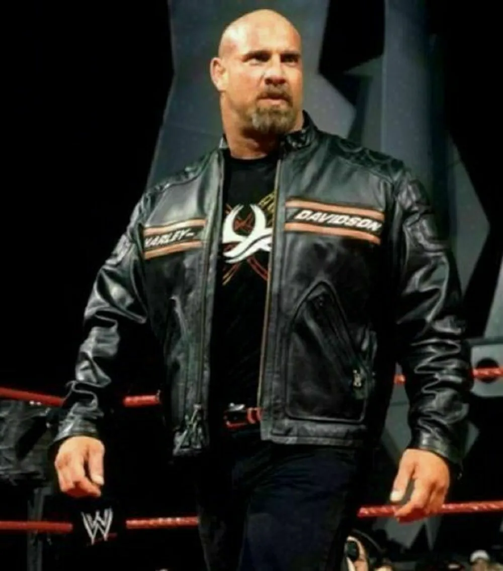 WWE Bill Goldberg Black Harley Davidson Vintage Motorcycle Leather Jacket