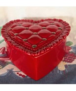 Vintage Red Ceramic Heart Trinket Box Ruffled Edge Hand Crafted CS 85 2.... - $243.00 MXN