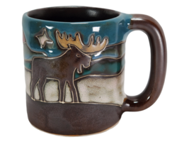 Vintage Maza Mexico Moose Blue And Green Hand Crafted Mug - £16.32 GBP
