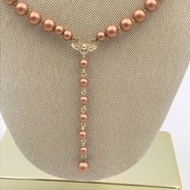 Vintage Copper Toned Beaded Necklace Marked Japan -- Is 24&quot; Long - £17.03 GBP