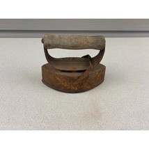 Vintage Asbestos Sad Iron Metal With Wood Handle Unrestored As Found - $22.76