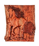 Horse Riding Racing Hand Carved Teakwood Wall Art Sculpture Decoration -... - $597.91 CAD