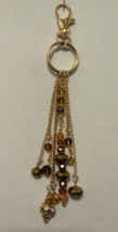 Handcrafted Keychain/Purse charm, Amber/Gold/Topaz glass beads - various - $11.88