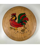 Vintage Wooden Hamburger Press with Painted Rooster Design Hinged Lid - $48.00 CAD