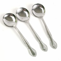 Delco Melinda Stainless Steel Flatware Round Bowl Soup Spoons 6 3/8&quot; Set 3 - £12.45 GBP