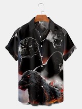 Classic horror monster movie king kong vs godzilla print buttoned hawaiian shirt devsr thumb200