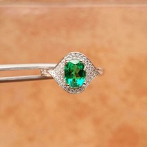 1.20Ct Brilliant Oval Cut Emerald Wedding Engagement Ring 14K White Gold Finish - £68.37 GBP