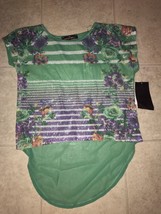 Almost Famous ~ NWT Women&#39;s Sheer Floral Blouse Shirt Sequence Green ~ M - £6.92 GBP