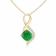 Authenticity Guarantee 
ANGARA Infinity Twist Emerald Pendant with Diamond Ac... - £533.10 GBP