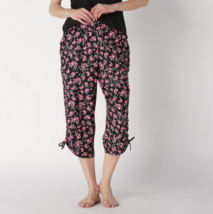 Cuddl Duds Flexwear Cropped Pants w/Side Stitch (Black Ditsy, X-Small) A586761 - £10.90 GBP