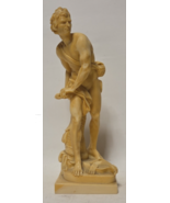Vtg Santini Italy Signed David With Sling Composite Sculpture 9.5&quot; - $39.59