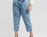 New Who What Wear High Waist Paperbag Mom Jeans Sz 22W Acid Wash Belted ... - $24.69