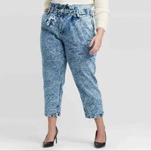 New Who What Wear High Waist Paperbag Mom Jeans Sz 22W Acid Wash Belted ... - $24.69