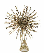 December Home Holiday Sparkle Gold Glittered Christmas Tree Topper 10 In... - $80.51 CAD