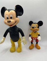 Vintage Walt Disney Productions Mickey Mouse lot of 2 Plastic Figures Hong Kong - $31.79