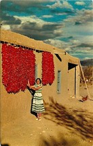 Old Chrome Postcard NM H075 Unposted Crocker Woman with Chil Peppers Drying - £3.82 GBP