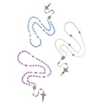 NEW Lot of 3 Miraculous Medal Our Father Bead Rosaries Blue White Purple - $27.31 CAD