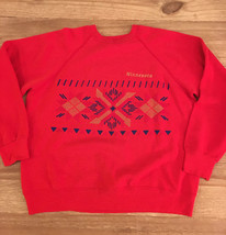 Vintage USA Red Sweatshirt  Minnesota Tribal 1980s Large (42-44) 50/50 B... - $48.00