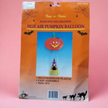 Halloween Hot Air Balloon Decoration Pumpkin Hanging 54&quot; Hugs n Hisses Witch JOL - £28.06 GBP
