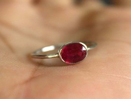 925 Sterling Silver Ruby Ring ruby Glass Filled Dainty ring 5x7 mm Oval ring - £30.35 GBP
