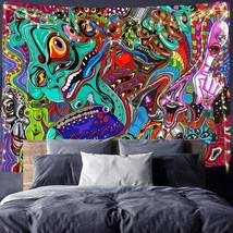Psychedelic Abstract Monster Tapestry Wall Hanging Bohemian Arabesque Wall Art - £30.77 GBP